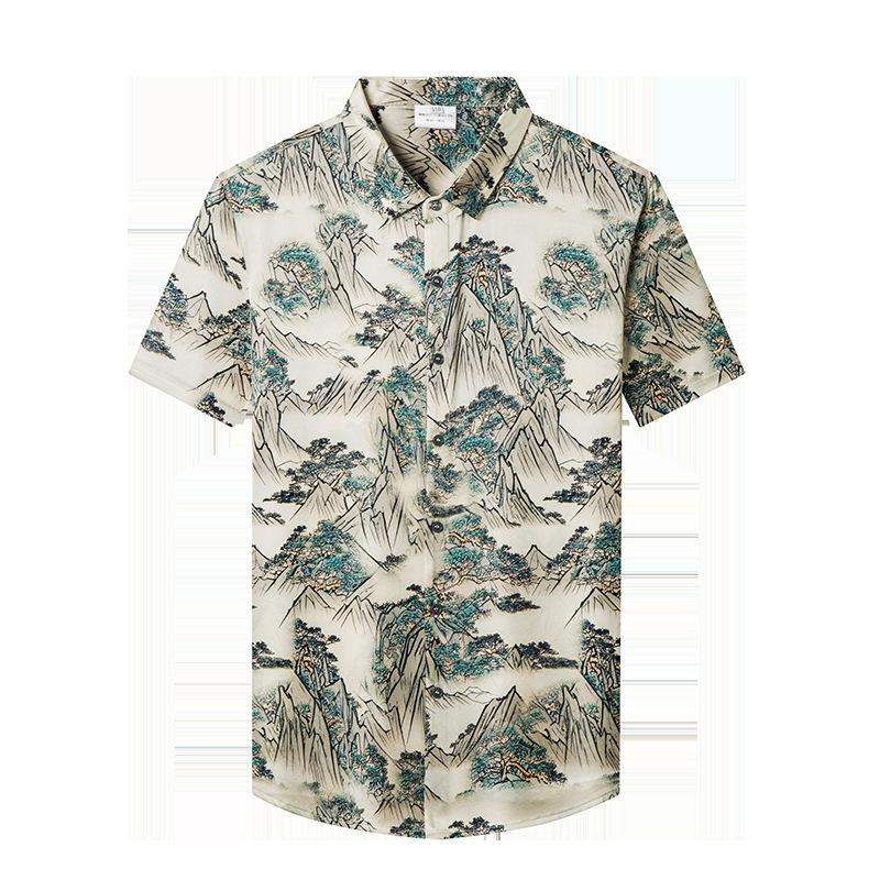 Convertible-Collar Printed Woven Shirt | Mens Casual Shirts Casual Shirts Casual Shirts