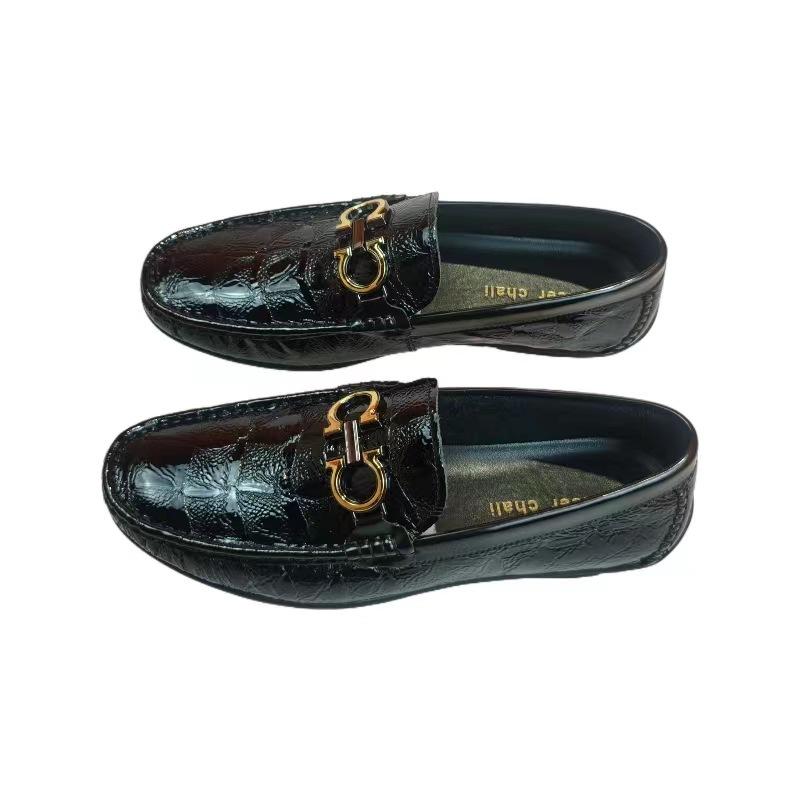 Horsebit-Embellished Croc-Effect Patent-Leather Loafers | Mens Loafers Loafers Loafers