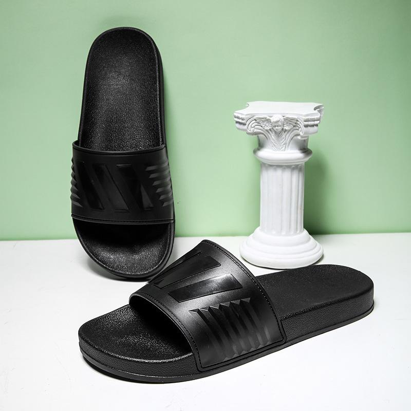 Humberto Striped Debossed Leather and Suede Slides | Mens Sandals And Slides Sandals And Slides Mens