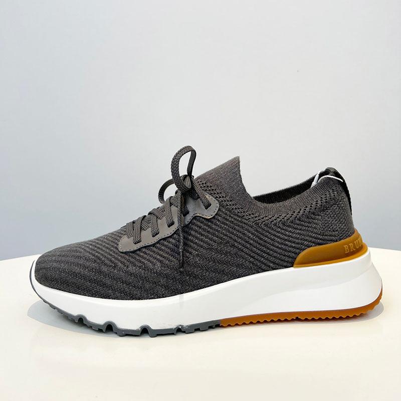 Leather-Trimmed Stretch-Knit Sneakers | Mens Sneakers Shoes Mens