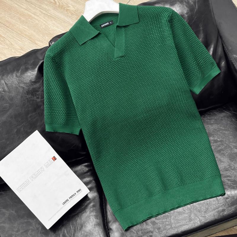 Roddy Slim-Fit Camp-Collar Pointelle-Knit Polo Shirt | Mens Polo Shirts Clothing Mens