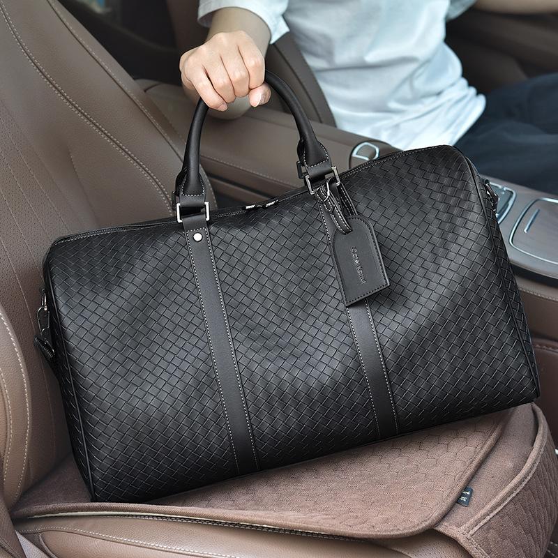 Small Leather-Trimmed Logo-Embossed Coated-Canvas Holdall | Mens Weekend Bags Bags Mens